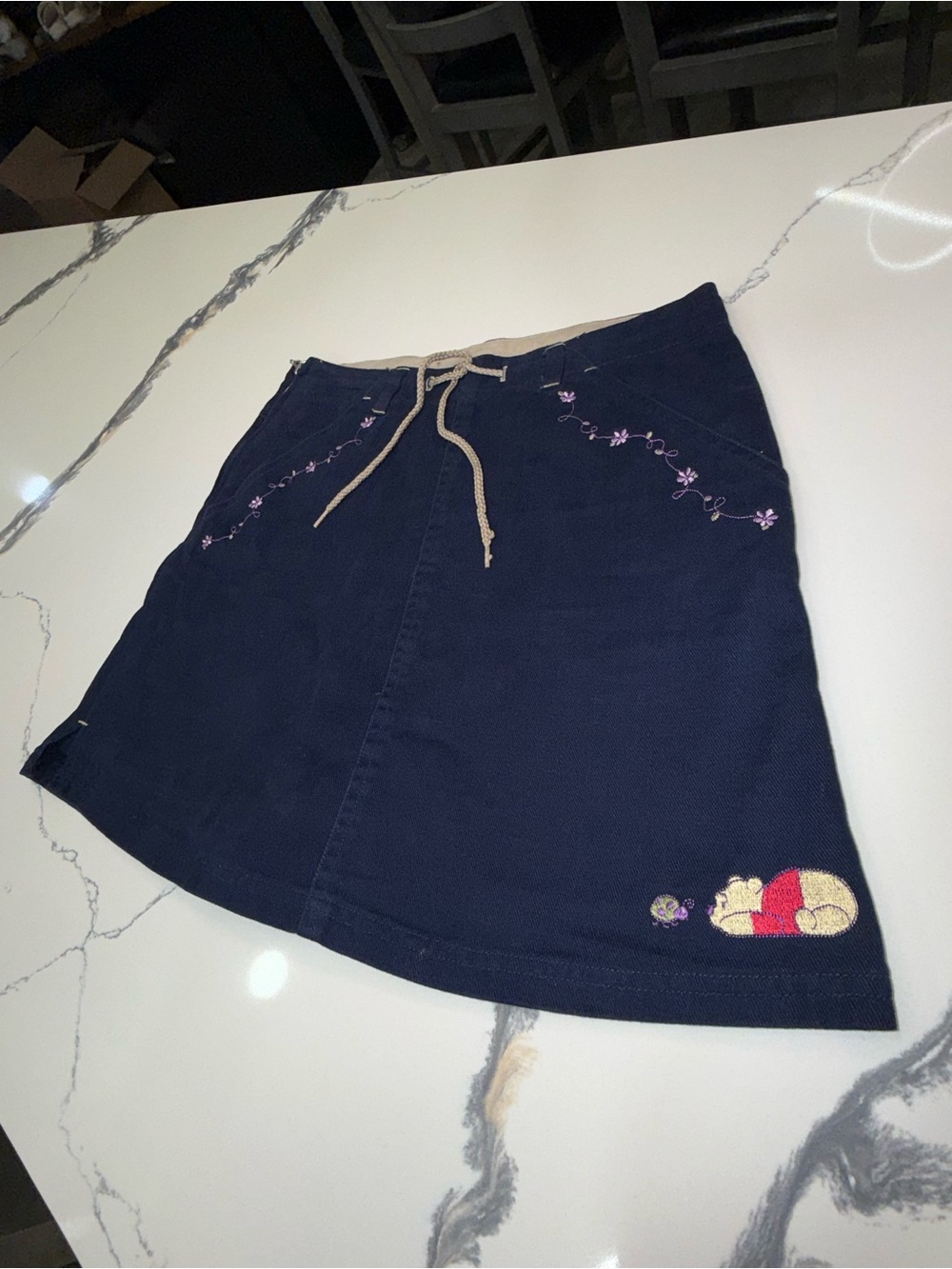 Vintage Y2K Disney Winnie the Pooh Girl 14/16 Zip  Blue Skort Skirt Floral